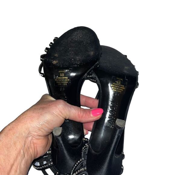 Lauren Ralph Lauren black strap heel sandals with rhinestones 8 - Picture 5 of 6